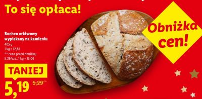 Bochenek orkiszowy wypiekany na kamieniu promocja w Lidl