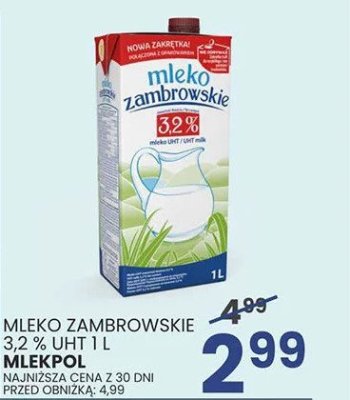 Mleko Zambrowskie 3.2% 1l Mlekpol promocja w Wafelek