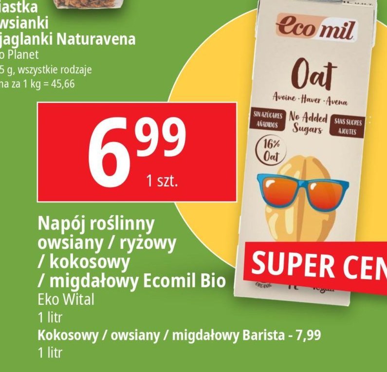 Mleko kokosowe bez cukru Ecomil promocja