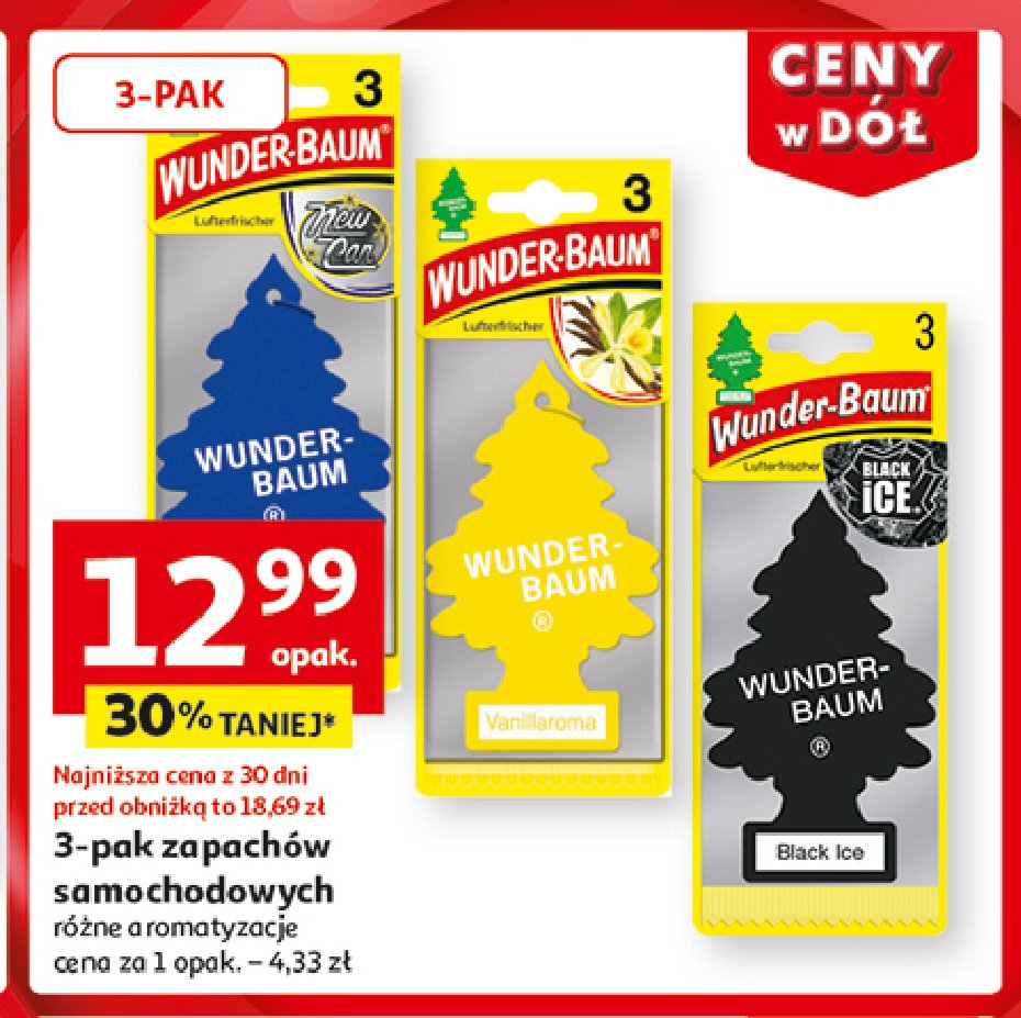 Zapach samochodowy czarna klasyka Wunder-baum promocja w Auchan