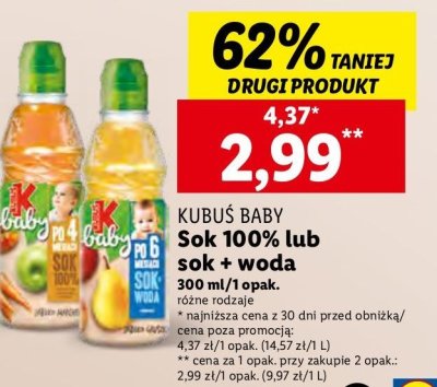 Sok + woda jabłko-gruszka Kubuś baby promocja