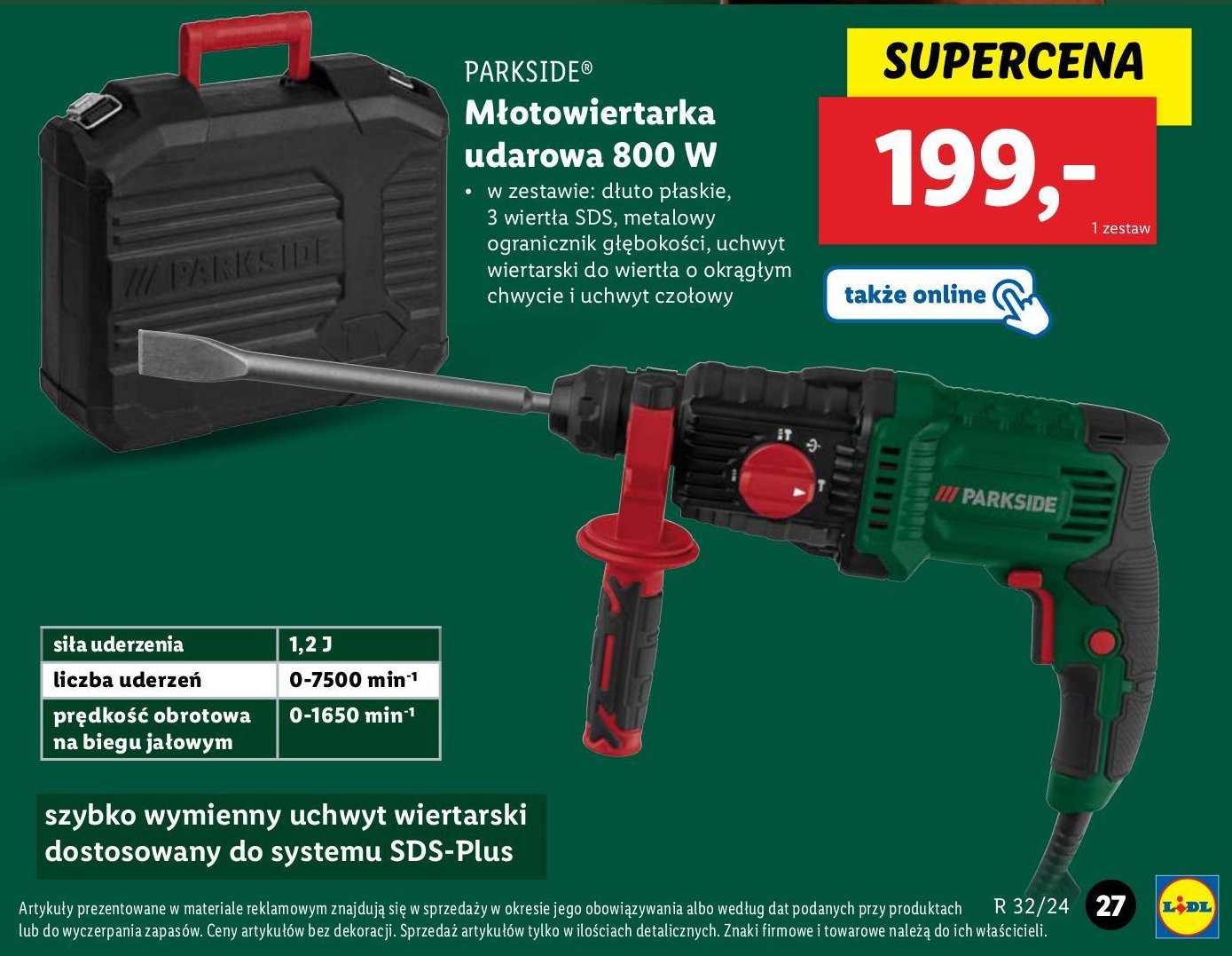 Młotowiertarka 800w Parkside promocja