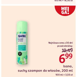 Szampon suchy do włosów Isana hair professional promocja