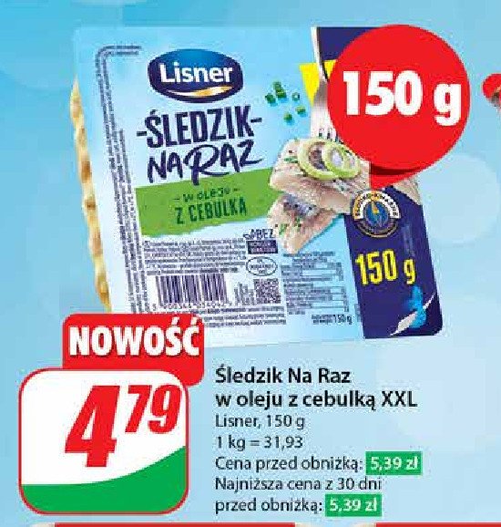 Śledzik na raz z cebulką Lisner śledzik na raz promocja w Dino