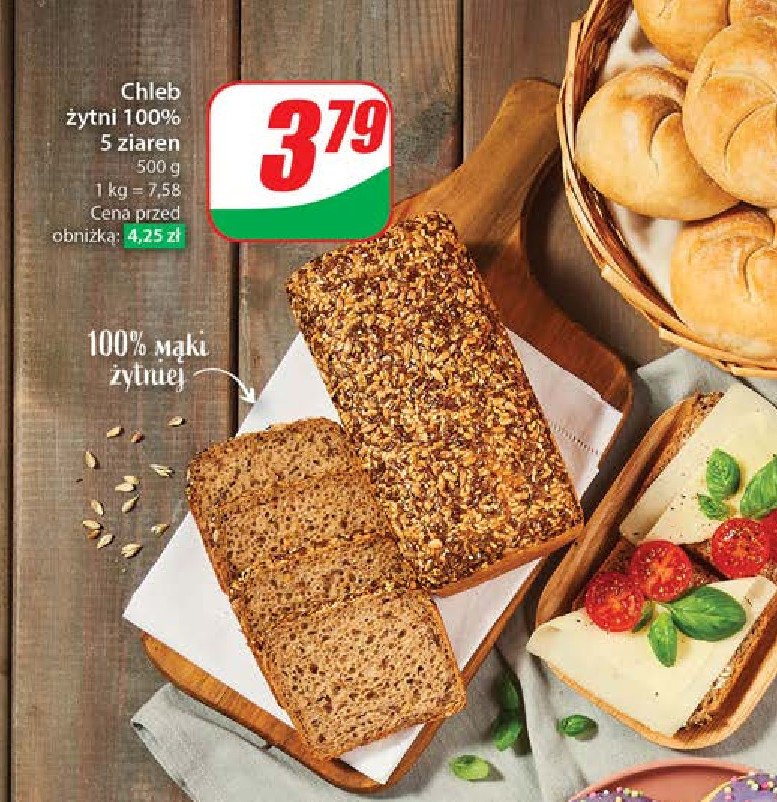 Chleb żytni 5 ziaren promocja w Dino