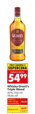 Whisky Grant's Triple Wood 40%, 700 ml promocja w Biedronka