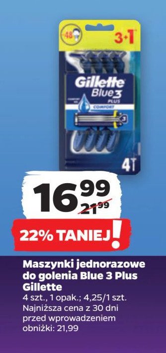 Maszynka do golenia GILLETTE BLUE 3 PLUS promocja w Netto