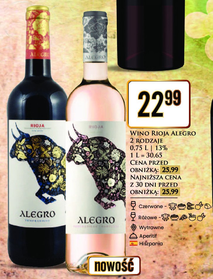 Wino Alegro rioja promocja w Dino