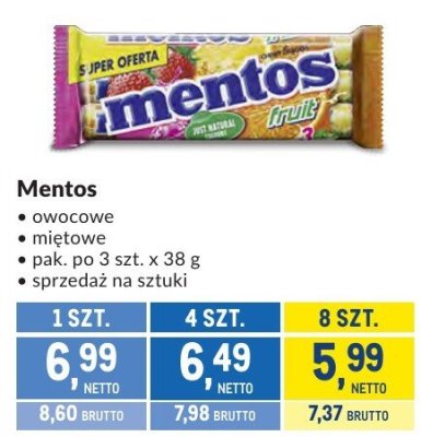 Mentos owocowe, miętowe promocja w Makro