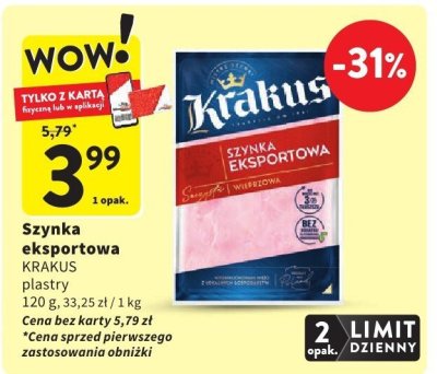 Szynka eksportowa KRAKUS plastry promocja w Intermarche