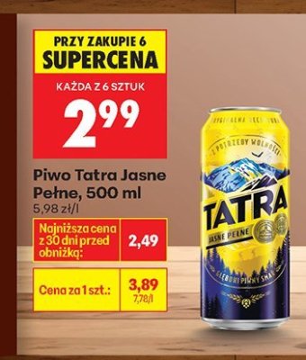 Piwo Tatra Jasne Pełne promocja w Biedronka