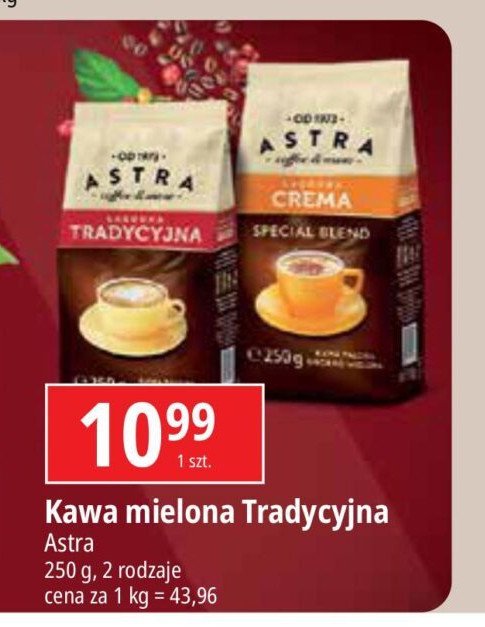 Kawa Astra łagodna crema Astra caffee promocja