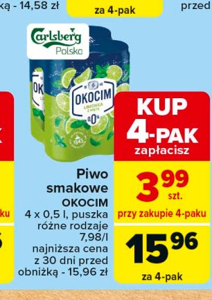 Piwo Okocim limonka z miętą 0.0% promocja