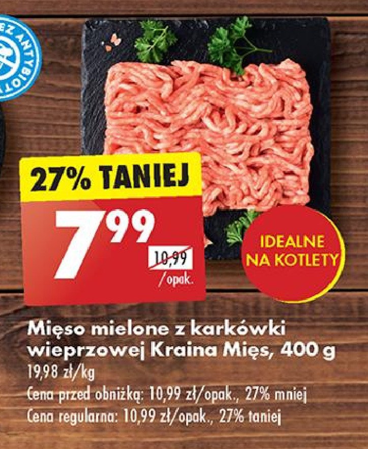 Mięso mielone z karkówki wieprzowej Kraina mięs promocja w Biedronka