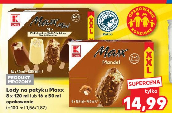 Lody maxx almond K-classic promocja w Kaufland