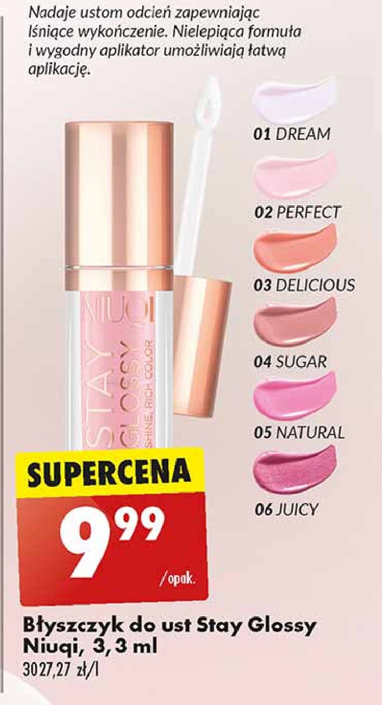 Błyszczyk do ust 02 perfect Niuqi stay glossy promocja