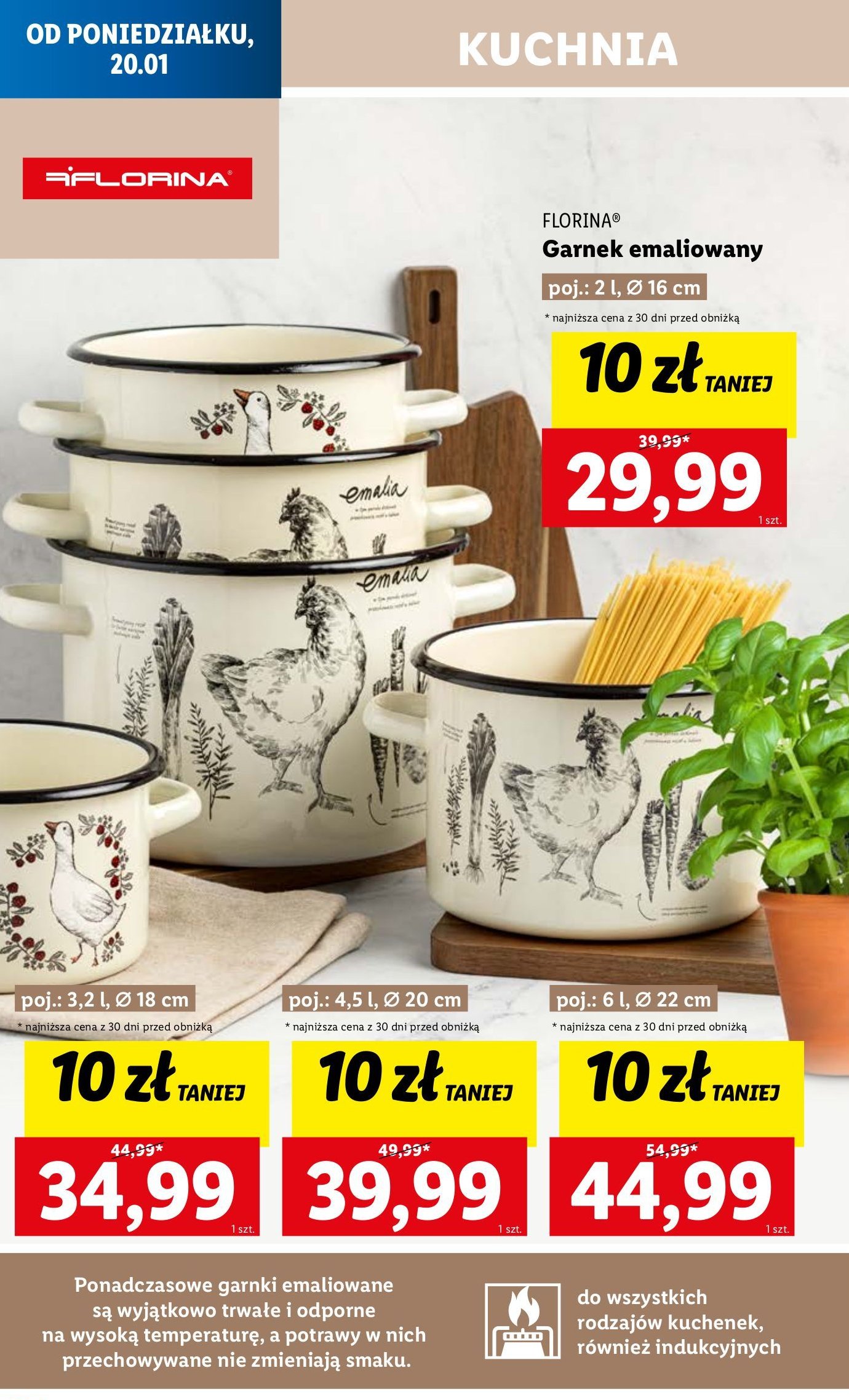 Garnek emaliowany 16 cm Florina (florentyna) promocja w Lidl