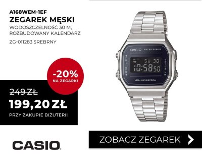 Zegarek męski A168WEM-1EF ZG-011283 srebrny promocja w Briju