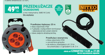 Przedłużacz ogrodowy bębnowy 10 m Niteo tools promocja