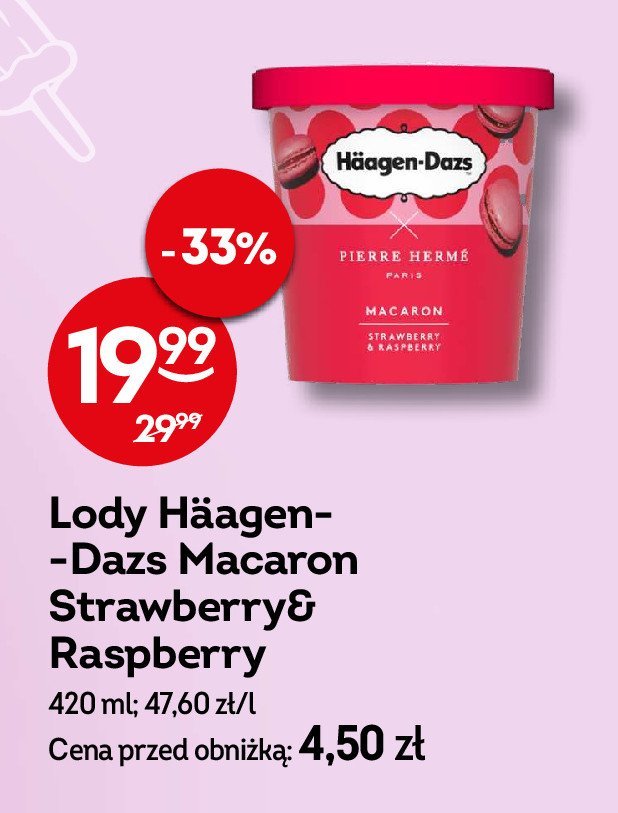 Lody macaron strawberry & rasberry Haagen-dazs promocja