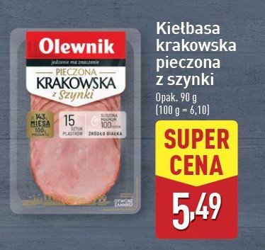 Kiełbasa krakowska pieczona sucha Olewnik promocja w Aldi