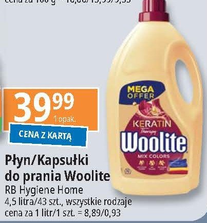 Kapsułki do prania mix colors Woolite keratin promocja w Leclerc