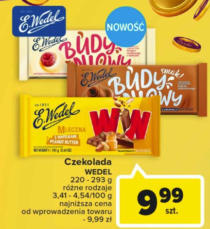 Czekolada mleczna budy艅 waniliowy z malinami E.WEDEL promocja