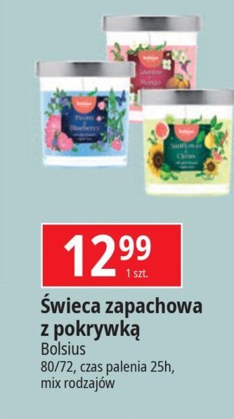 Świeca zapachowa z pokrywką 80/72 piwonia i borówki Bolsius promocja