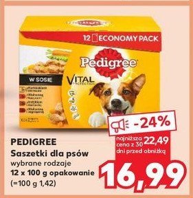 Karma dla psa w sosie 3 x kurczak z warzywami + 3 x wołowina z warzywami + 3 x indyk z warzywami + 3 x wołowina z jagnięciną Pedigree vital promocja