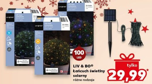 Łańcuch świetlny solarny 100 led barwa ciepła Liv & bo promocja