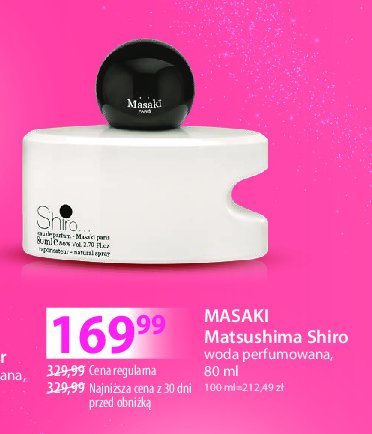 Woda perfumowana MASAKI MATSUSHIMA SHIRO promocja w Hebe