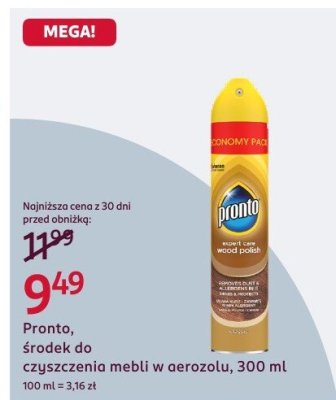 Środek do czyszczenia mebli w aerozolu Pronto, 300 ml promocja w Rossmann