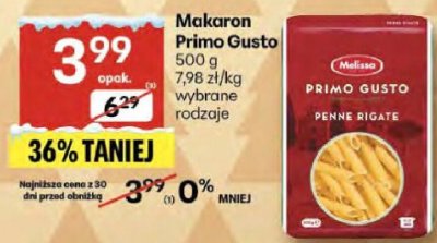 Makaron Primo Gusto Penne Rigate wybrane rodzaje promocja w Delikatesy Centrum