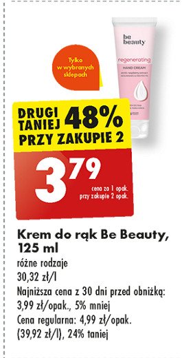 Krem do rąk regenerujący Be beauty Be beauty care promocja