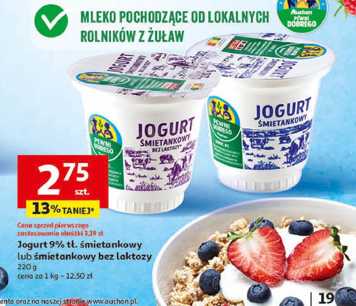 Jogurt śmietankowy Auchan pewni dobrego promocja