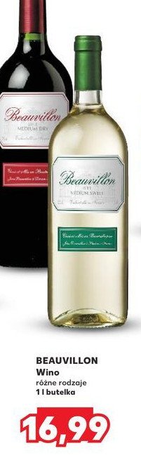 Wino Beauvillon medium dry promocja w Kaufland