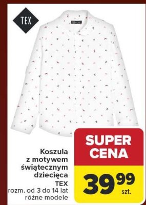 Koszula z motywem świątecznym dziecięca TEX rozm. od 3 do 14 lat różne modele promocja w Carrefour