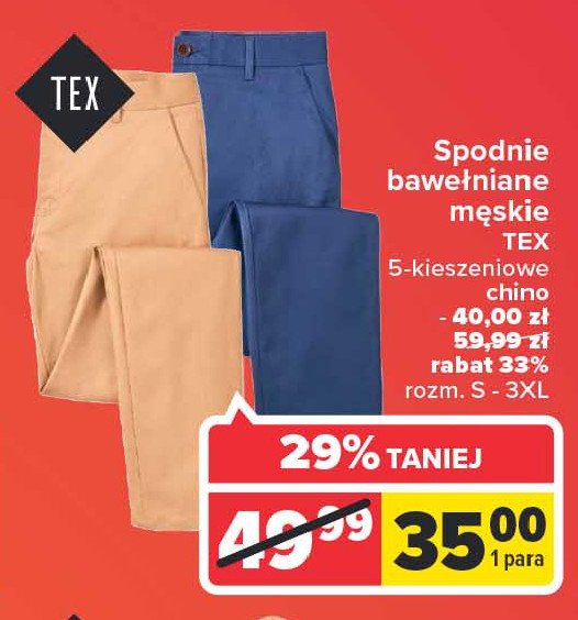 Spodnie męskie chino s-3xl Tex promocje
