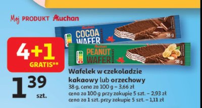 Wafelek w polewie czekoladowej orzechowy Auchan promocja
