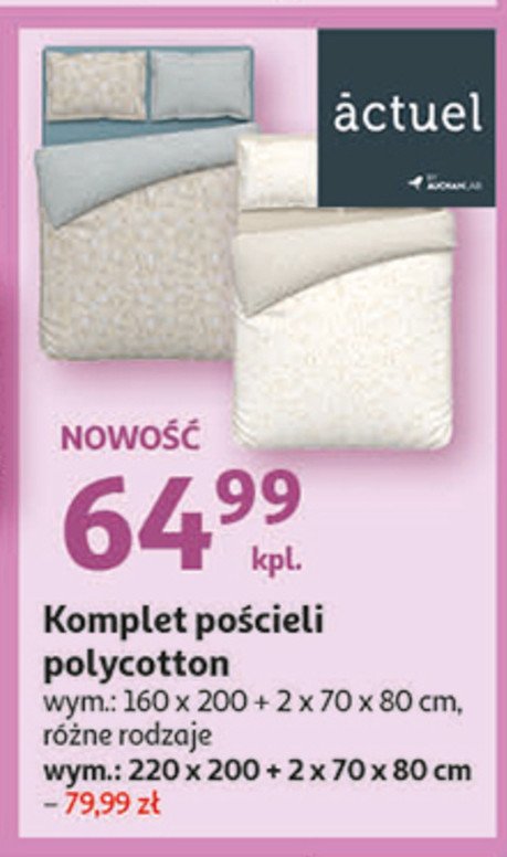 Komplet po艣cieli z policottonu 220 x 200 cm + 2x 70 x 80 cm Actuel promocja