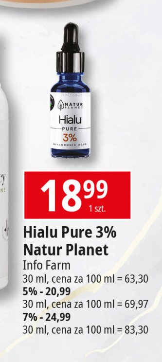 Serum do twarzy hialu pure 3 % NATUR PLANET promocja w Leclerc