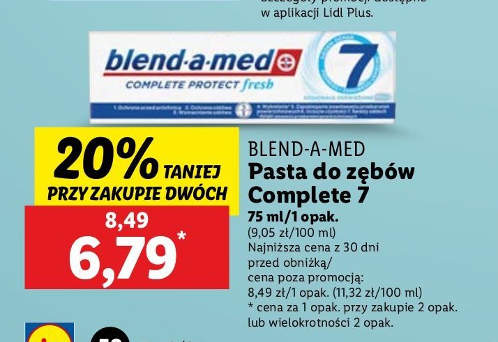 Pasta do zębów extra fresh Blend-a-med complete 7 promocja