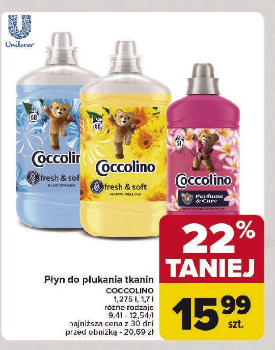Płyn do płukania happy yellow Coccolino fresh & soft promocja w Carrefour Market
