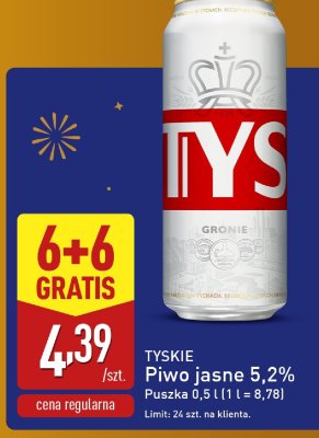 Piwo TYSKIE jasne 5,2% 0,5l promocja w Aldi