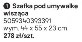Szafka pod umywalkę wisząca Imandra 505934 0393391 promocja w Castorama