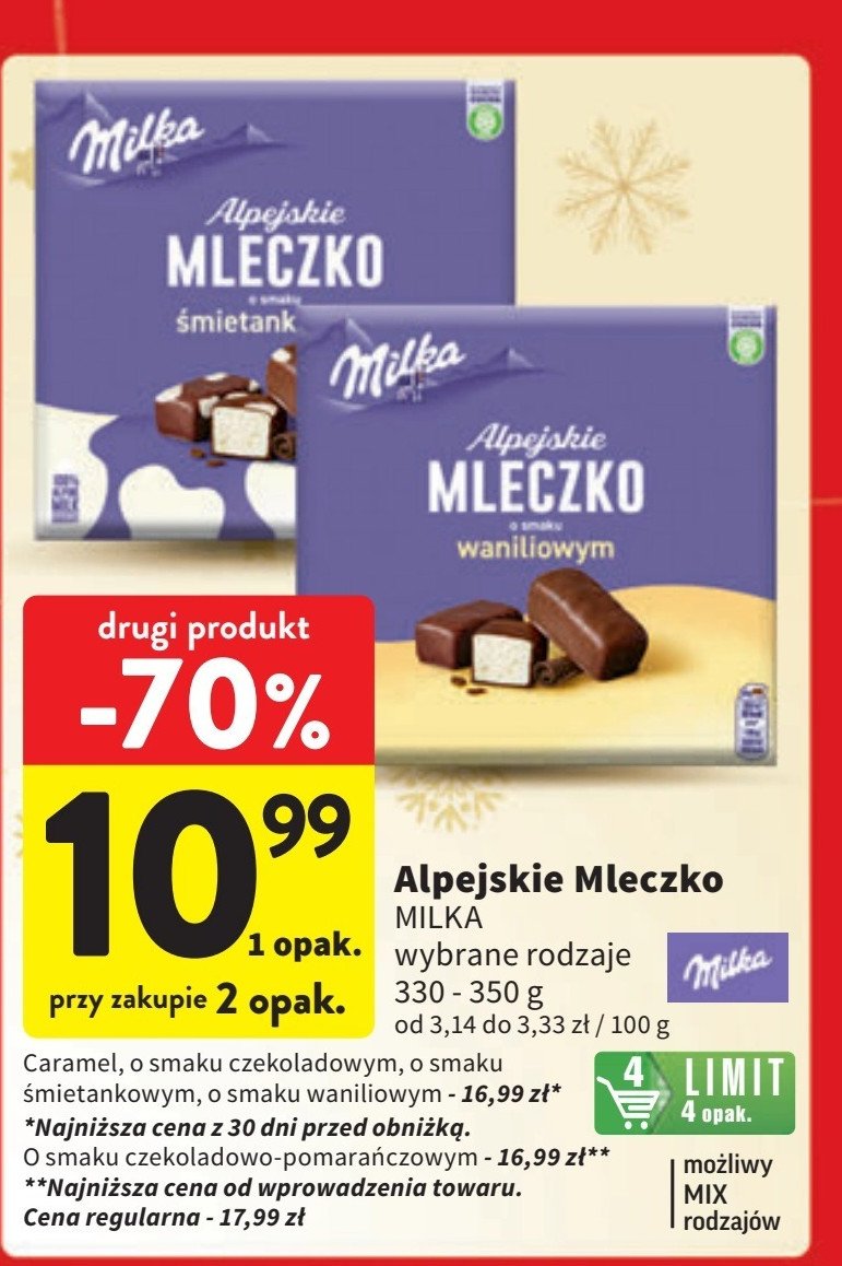 Czekoladki caramel Milka alpejskie mleczko promocja