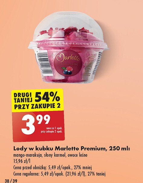 Lody w kubku mango-marakuja Marletto promocja