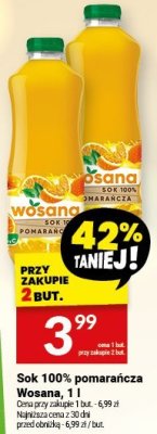Sok 100% pomarańcza Wosana, 1 l promocja w Twój Market