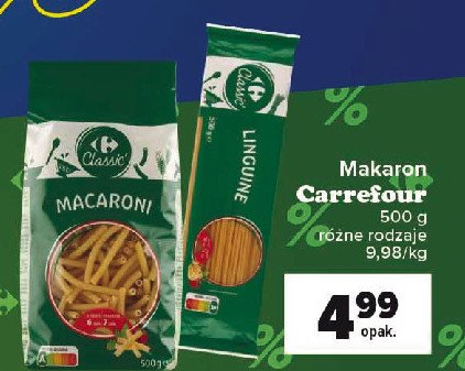 Makaron linguine Carrefour classic promocja