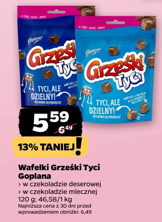 Wafelki w czekoladzie Grześki tyci promocja